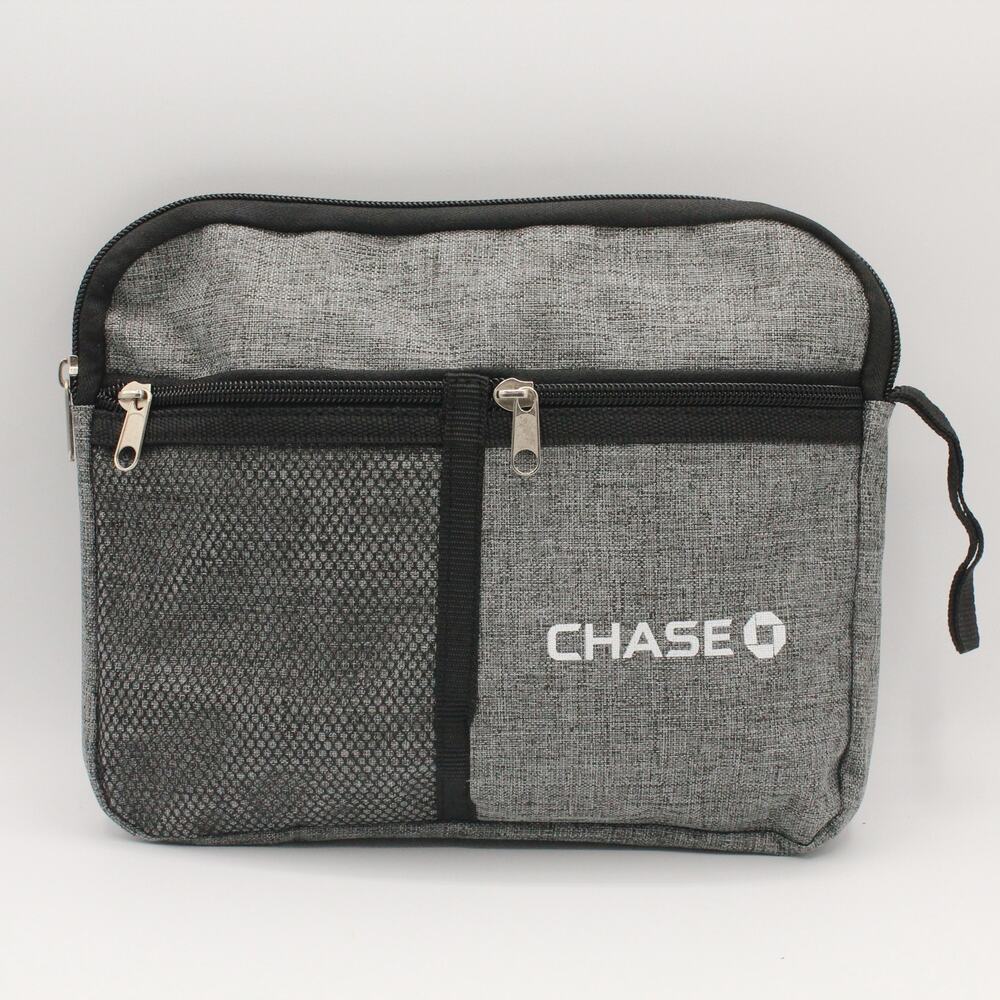 CHASE‎ Gray Tech Organizer Travel Pouch with Mesh Pocket & Wrist Strap NWOT